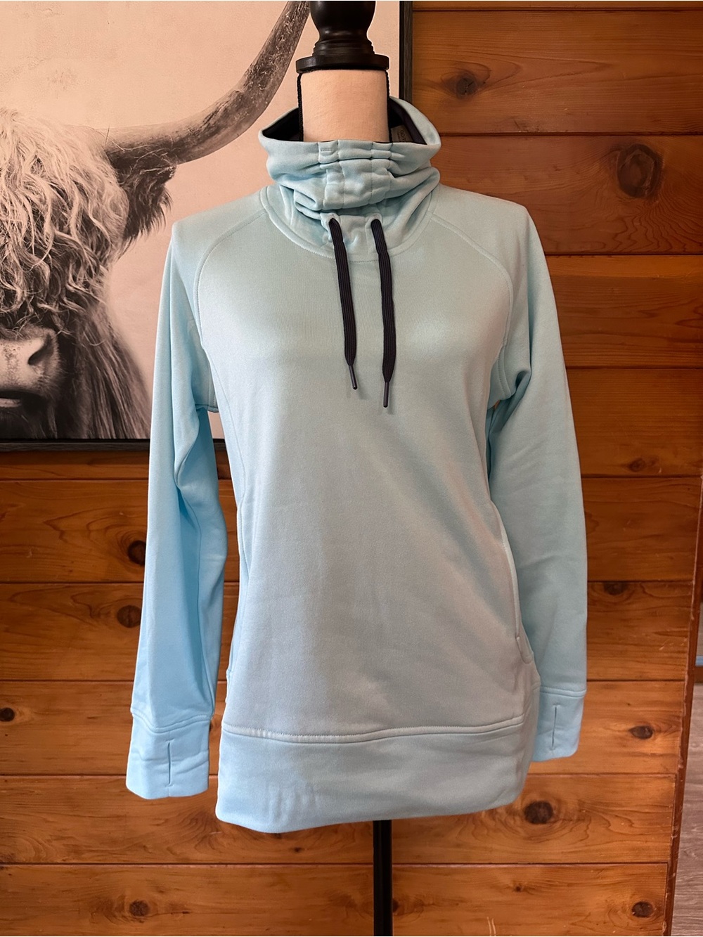 NWT Adidas Light Blue Funnel Neck Pullover Climawarm